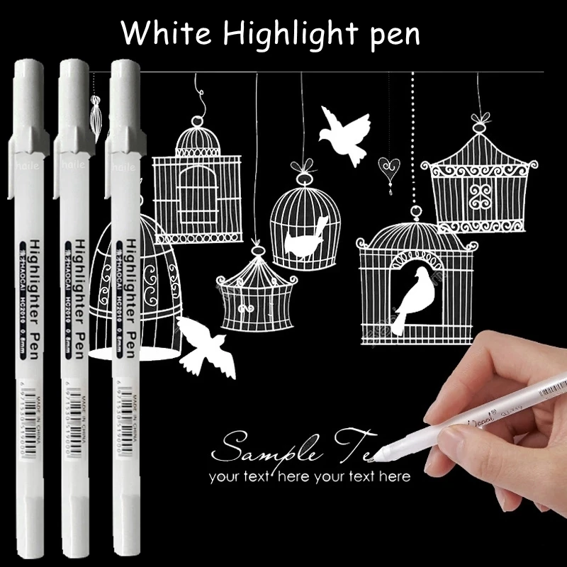 1Pcs White Ink Gel Pen Highlight Marker Pen 0.8mm Fine Tip for Student Stationery Drawing Art Writing School Supplies
1Pcs White Ink Gel Pen Highlight Marker Pen 0.8mm Fine Tip for Student Stationery Drawing Art Writing School Supplies