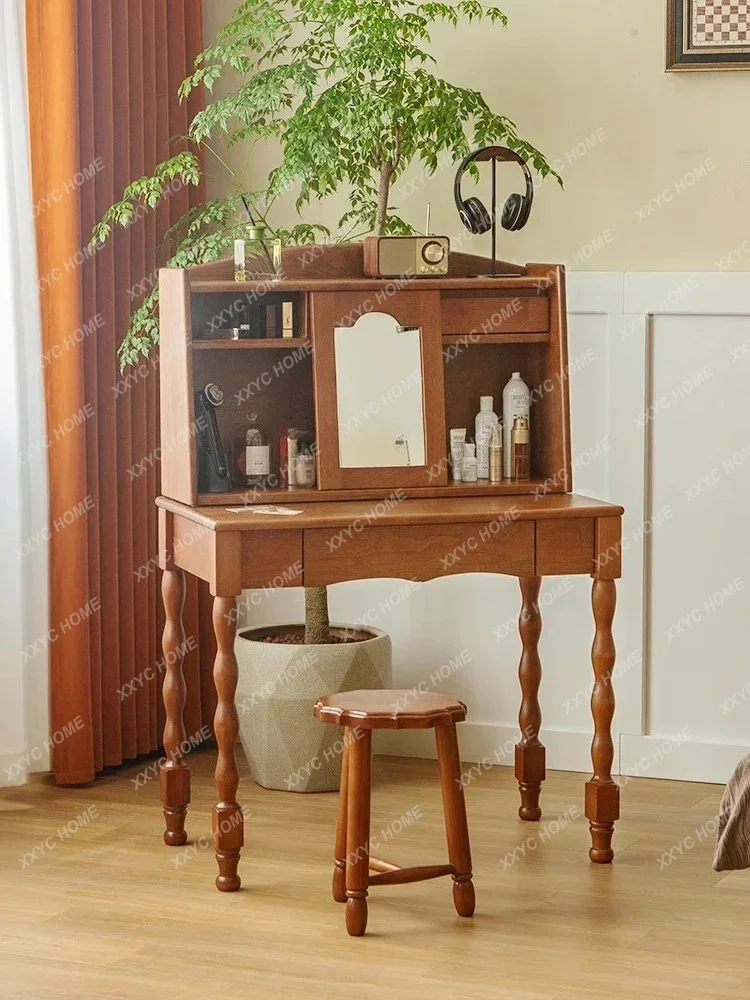 LLRetro Cherrywood Solid Wood Dressing Table Simple Mid-Ancient Bedroom Multi-Functional Integrated Makeup Table Mirror
LLRetro Cherrywood Solid Wood Dressing Table Simple Mid-Ancient Bedroom Multi-Functional Integrated Makeup Table Mirror