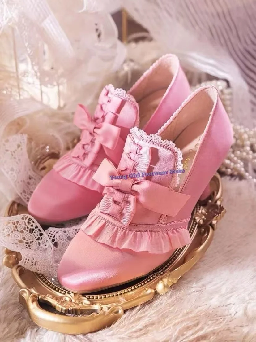 Lace Bow Pink Women's Shoes Fashion Single Shoes Asakuchi Women's Shoes Cute All-Match High Heel Pointed Autumn New Models
Lace Bow Pink Women's Shoes Fashion Single Shoes Asakuchi Women's Shoes Cute All-Match High Heel Pointed Autumn New Models