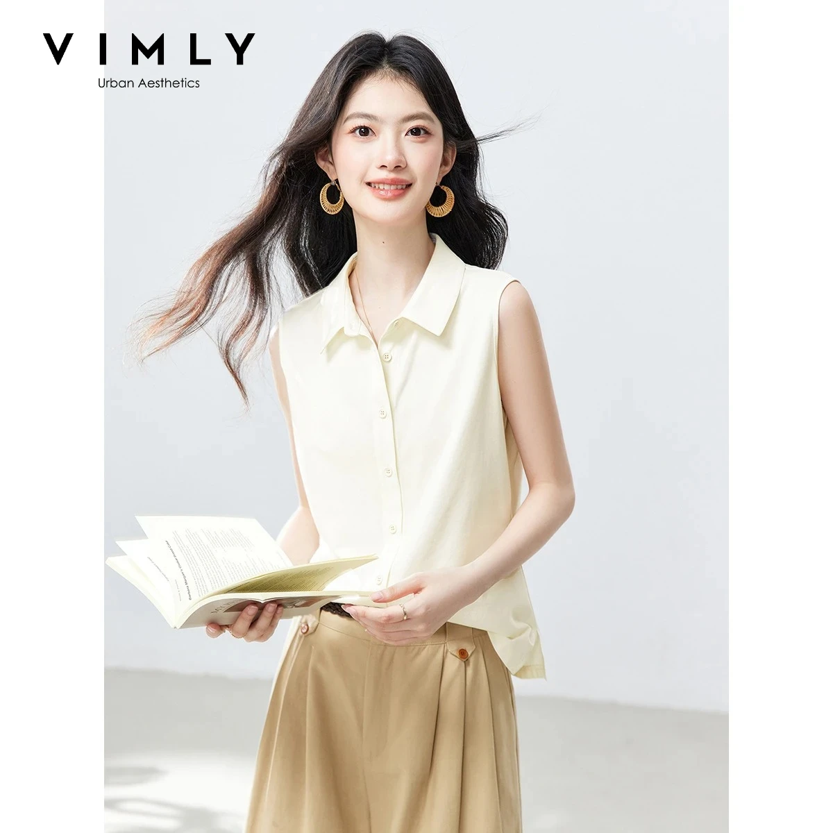 VIMLY Minimalist Commute Women's Sleeveless Shirt 2026 Summer Versatile Casual Slim Lightweight Blouse Female Clothing A6536
VIMLY Minimalist Commute Women's Sleeveless Shirt 2026 Summer Versatile Casual Slim Lightweight Blouse Female Clothing A6536