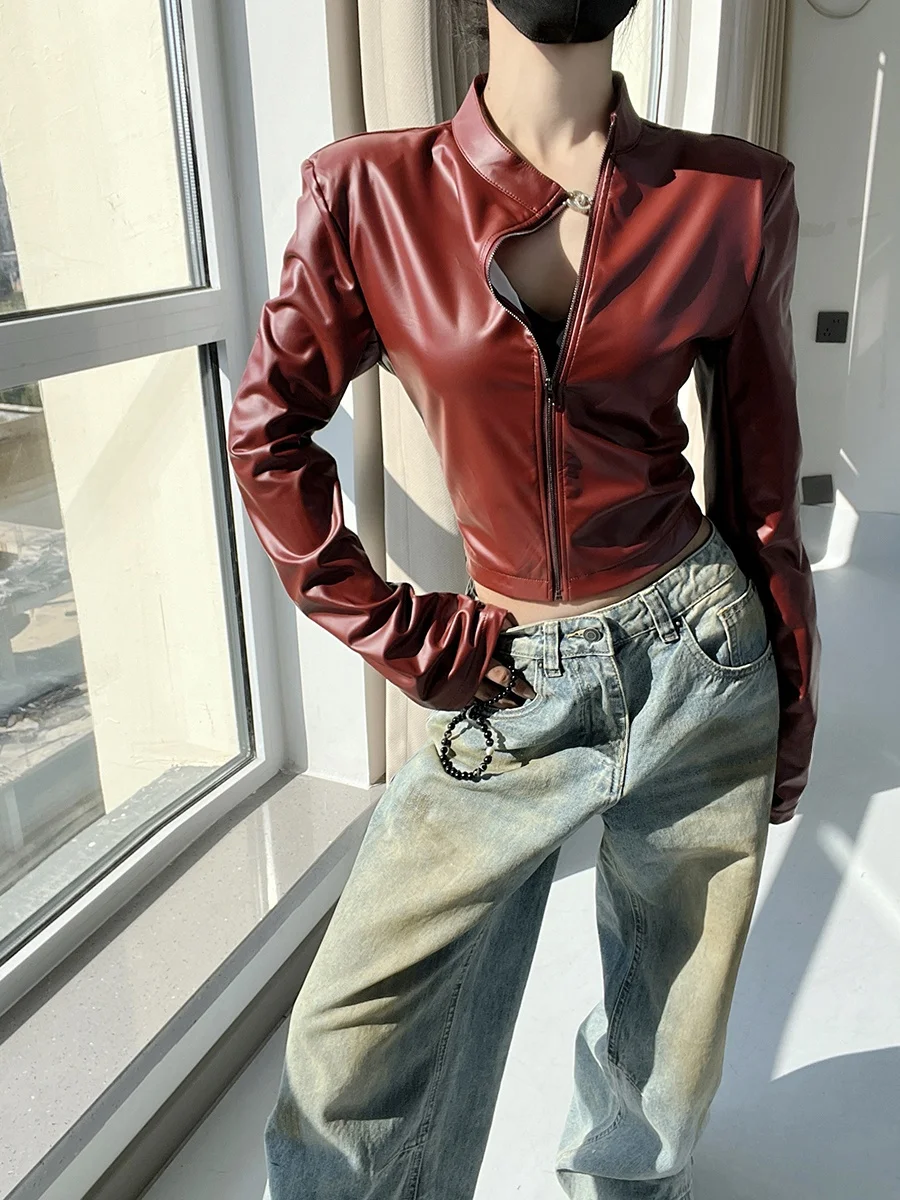 Houston Street Biker Short Jacket Women's Slim Fit PU Leather Top High Waist Zipper Elastic Street Style Fashion Outerwear
Houston Street Biker Short Jacket Women's Slim Fit PU Leather Top High Waist Zipper Elastic Street Style Fashion Outerwear