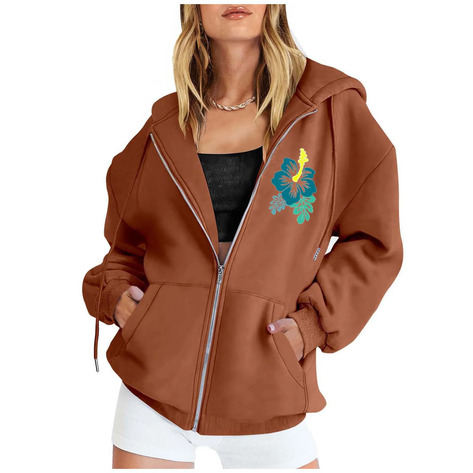 Women's Fashionable Letter Printed Zipper Long Sleeved Pocket Drawstring Lightweight Hoodie Pullover Womens Cold Gear Pullover
Women's Fashionable Letter Printed Zipper Long Sleeved Pocket Drawstring Lightweight Hoodie Pullover Womens Cold Gear Pullover