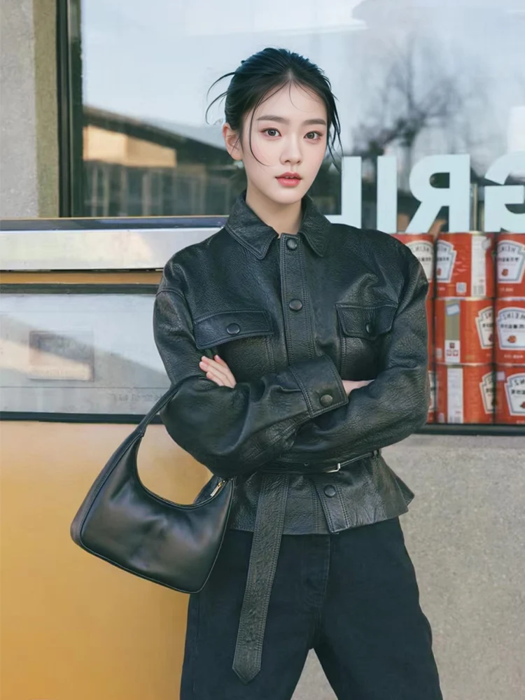 Korean Style Sweet Cool Black Waist-Cinching Leather Jacket Women's 2025 New High-End Atmosphere Street-Fashion Jacket Top
Korean Style Sweet Cool Black Waist-Cinching Leather Jacket Women's 2025 New High-End Atmosphere Street-Fashion Jacket Top