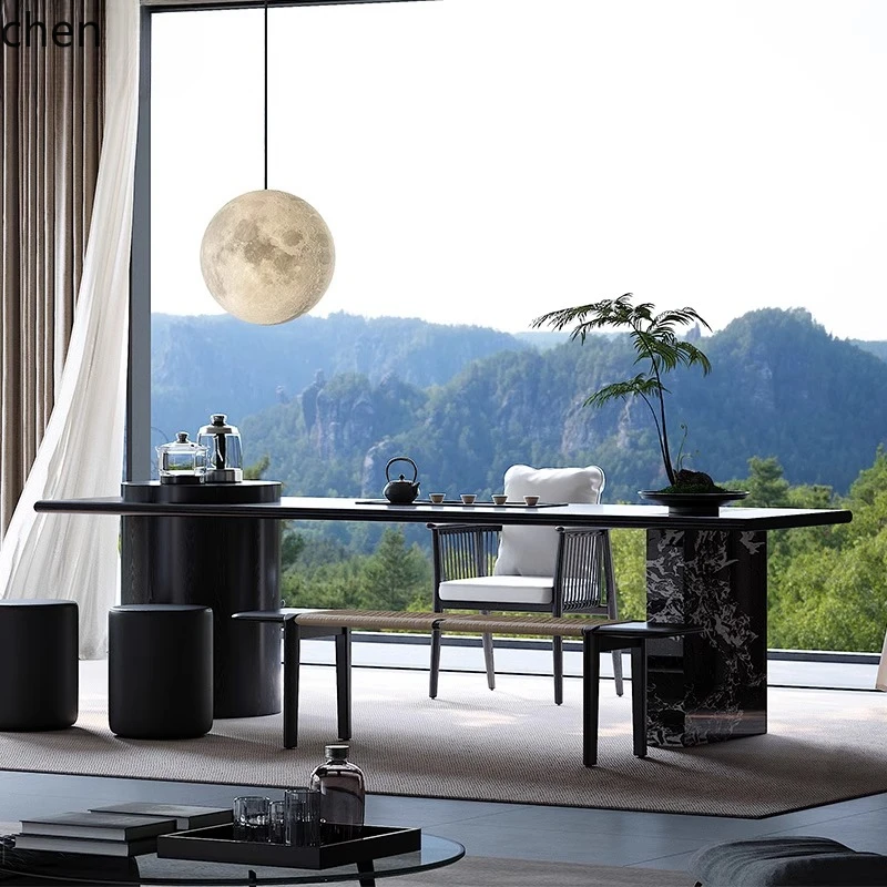 HTT tea table and chair combination modern new Chinese office tea space villa living room tea table
HTT tea table and chair combination modern new Chinese office tea space villa living room tea table