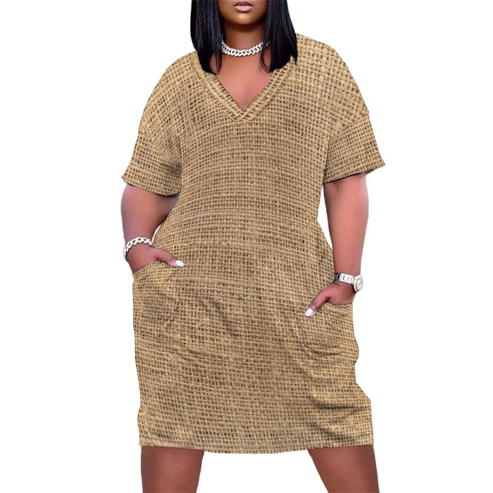 Burlap fiber Texture Background Pattern Loose Pocket Dress Elegant gowns summer women's suit Women's clothing dress korean style
Burlap fiber Texture Background Pattern Loose Pocket Dress Elegant gowns summer women's suit Women's clothing dress korean style