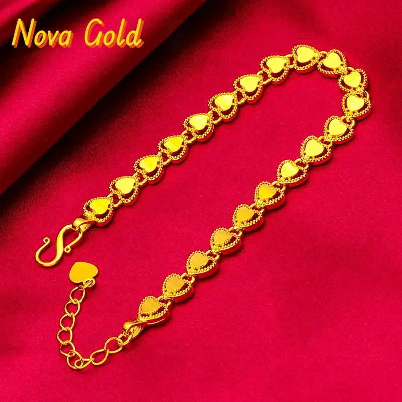 NovaGlod Heart Bracelet for Women, 24K Gold, AU999 | Polished heart charms on delicate chain, sleek and radiant for daily wear
NovaGlod Heart Bracelet for Women, 24K Gold, AU999 | Polished heart charms on delicate chain, sleek and radiant for daily wear