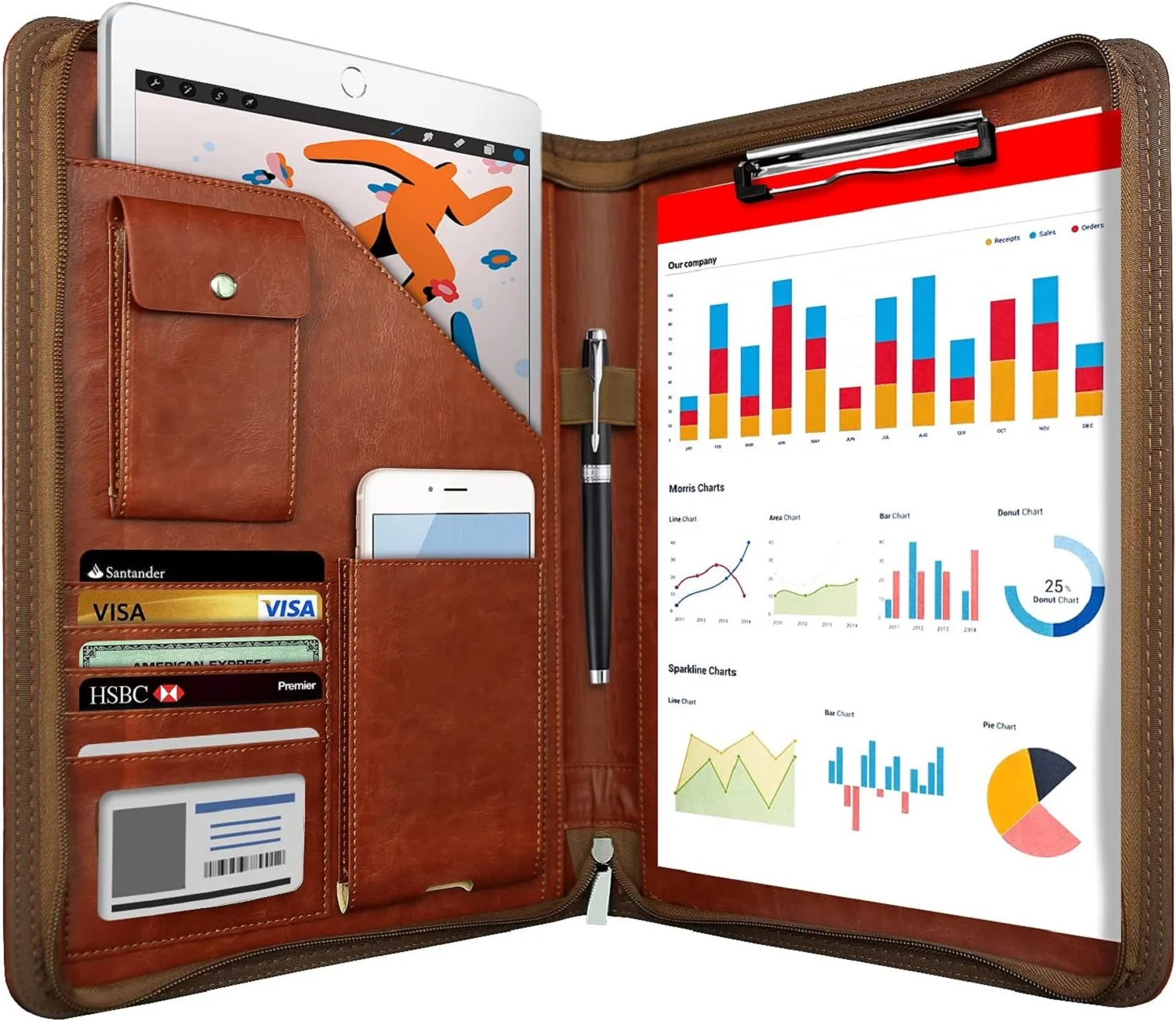 Makeasy Zippered Padfolio Organizer Leather Planner Binder 10.2"Portfolio Folder for Document Letter Size Business Card Holder
Makeasy Zippered Padfolio Organizer Leather Planner Binder 10.2"Portfolio Folder for Document Letter Size Business Card Holder