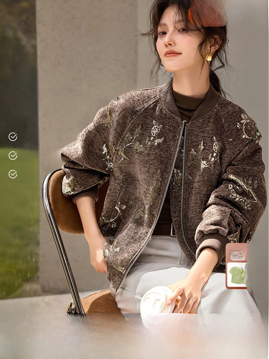 XWI Neil Texture Sensation Embroidered Baseball Jaet Women's Loose Slimming Top Chinese Sle Polyester Fiber ort Coat
XWI Neil Texture Sensation Embroidered Baseball Jaet Women's Loose Slimming Top Chinese Sle Polyester Fiber ort Coat