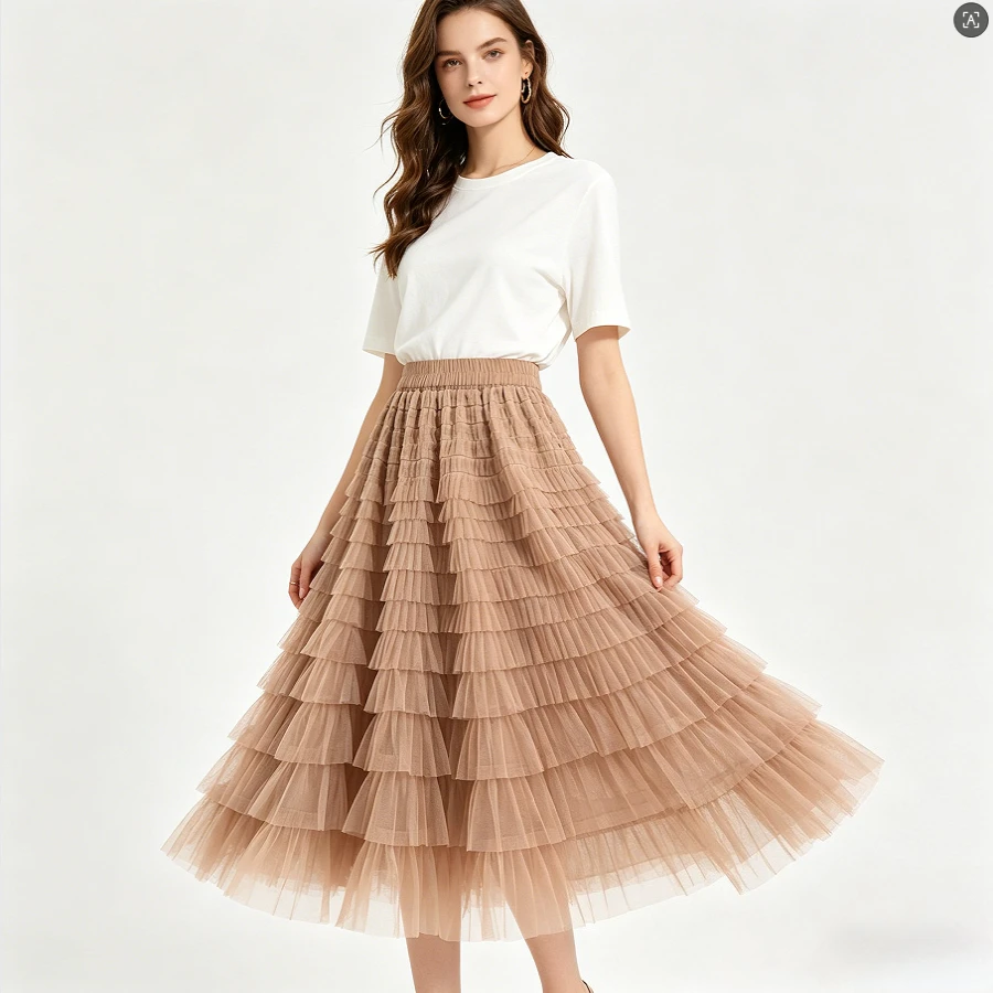 2026 Midi A- Line Skirt Cake Design Polyester Fibre Mesh Layered Puffy Half-length Spring Summer Autumn Winter New Style Skirts
2026 Midi A- Line Skirt Cake Design Polyester Fibre Mesh Layered Puffy Half-length Spring Summer Autumn Winter New Style Skirts