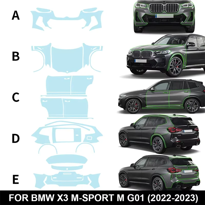 TPU Transparent for BMW X3 M-Sport M G01 2022-2023 Accessories Precut Paint Protection Film PPF Body Kit Clear
TPU Transparent for BMW X3 M-Sport M G01 2022-2023 Accessories Precut Paint Protection Film PPF Body Kit Clear