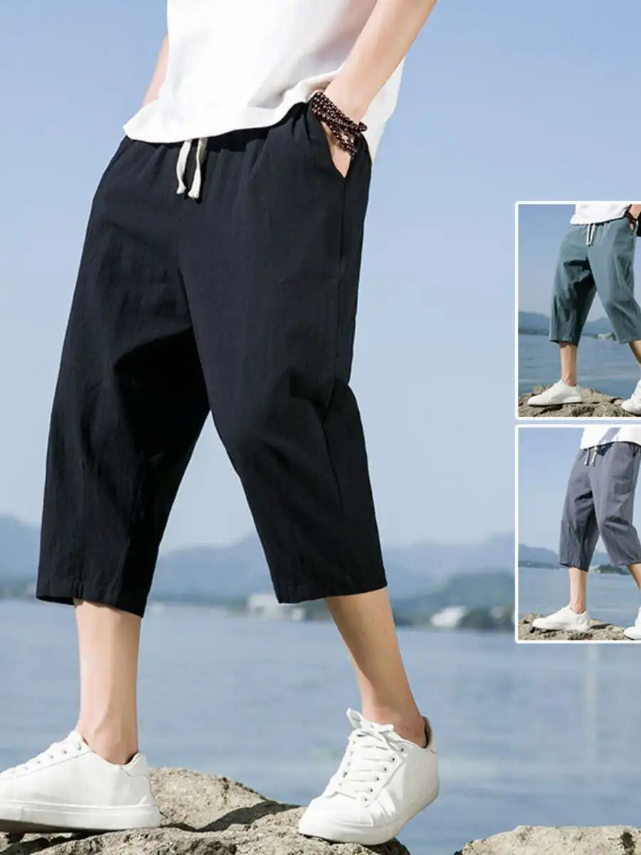 Летние мужские повседневные свободные брюки из хлопка и льна, прямого кроя, длиной 7/8, с высокой талией, модные, универсальные
Летние мужские повседневные свободные брюки из хлопка и льна, прямого кроя, длиной 7/8, с высокой талией, модные, универсальные
