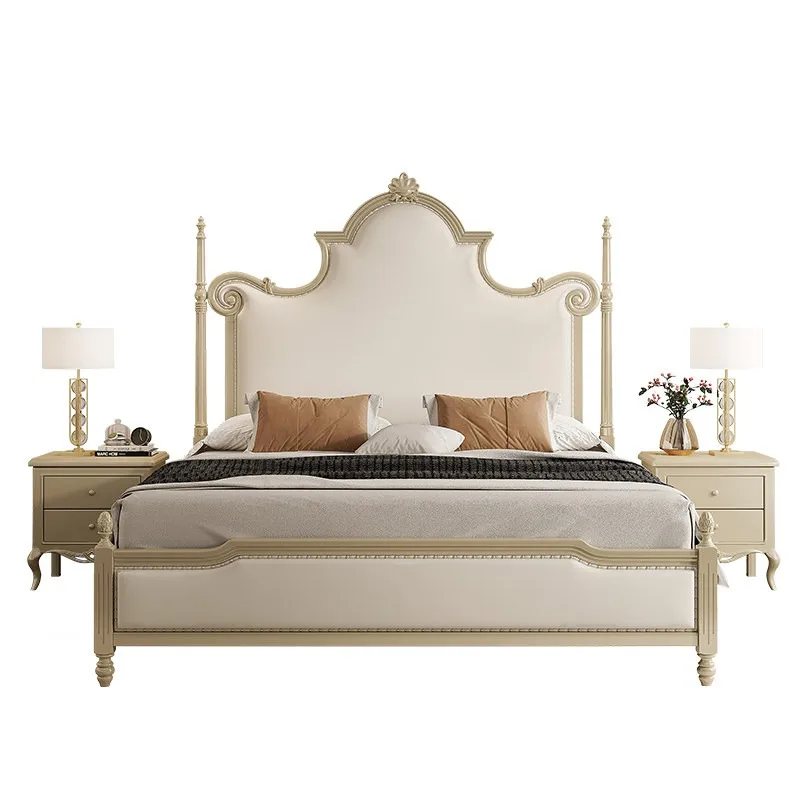 American light luxury solid wood bed 1.8m European modern simple master bedroom French double 1.5m pillar leather wedding bed
American light luxury solid wood bed 1.8m European modern simple master bedroom French double 1.5m pillar leather wedding bed
