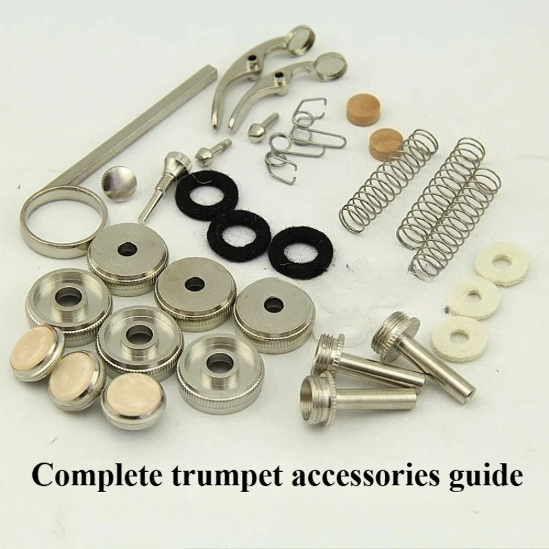 Complete trumpet instrument accessories: short trumpet water valve screw, spring felt, button plate, connecting rod,
Complete trumpet instrument accessories: short trumpet water valve screw, spring felt, button plate, connecting rod,