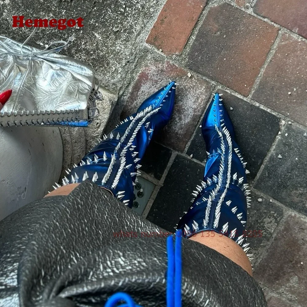 Pointy Toe Rivet Women's Long Boots Silver-Rivet Stiletto Thigh High Boots Back Zipper Black Glossy Luxury Gladiator Shoes Warm
Pointy Toe Rivet Women's Long Boots Silver-Rivet Stiletto Thigh High Boots Back Zipper Black Glossy Luxury Gladiator Shoes Warm