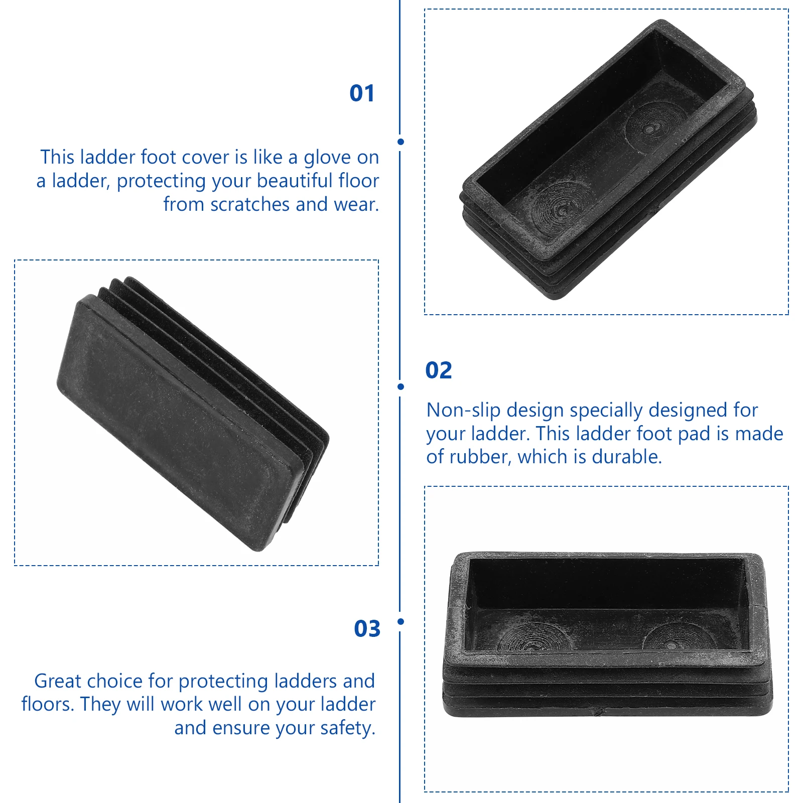 4 Pcs Ladder Foot Covers Non skid Plastic Pads 2 5X5cm Thick Durable Foldable Protector Mats Home Stairs Safety
4 Pcs Ladder Foot Covers Non skid Plastic Pads 2 5X5cm Thick Durable Foldable Protector Mats Home Stairs Safety