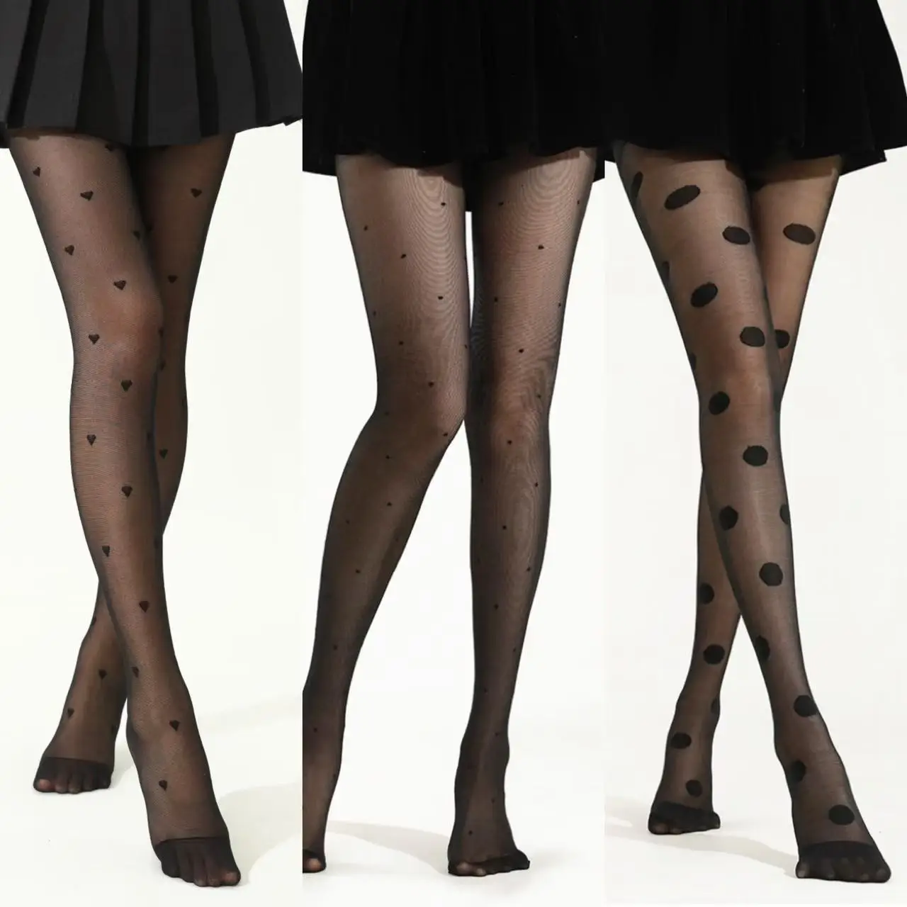 Cross-border love printed stockings women's thin sexy pantyhose Lolita polka dot jk socks black silk sexy stockings
Cross-border love printed stockings women's thin sexy pantyhose Lolita polka dot jk socks black silk sexy stockings