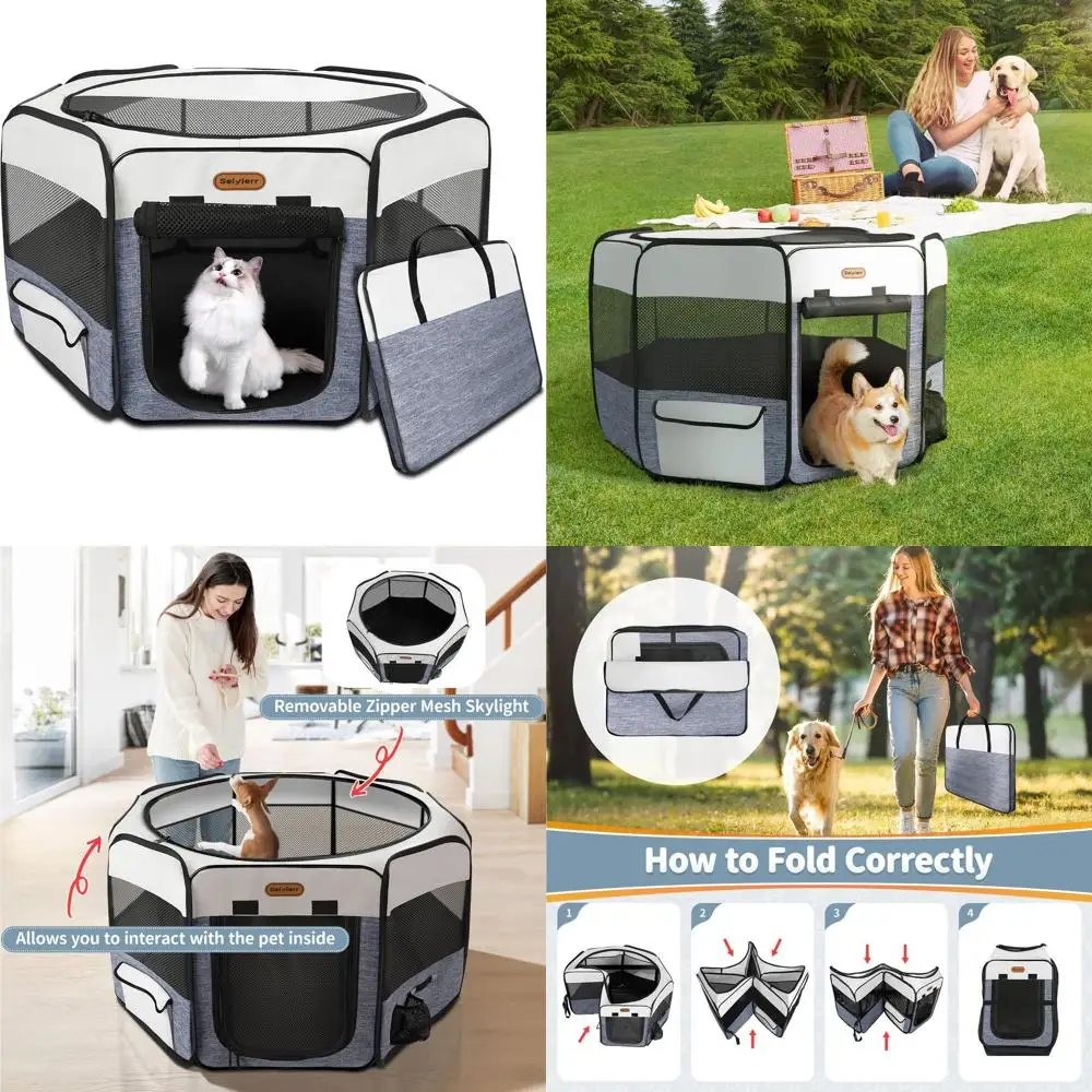 Portable Folding Pet Playpen with Removable Shade Cover for Small Dogs and Cats Indoor/Outdoor Use
Portable Folding Pet Playpen with Removable Shade Cover for Small Dogs and Cats Indoor/Outdoor Use