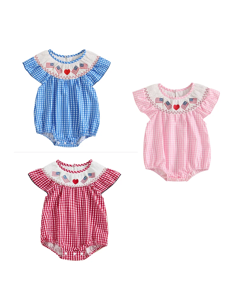 Ready To Ship Baby Girl Smocking 4th Of July Outfits Love Flag Embroidery Plaid Baby Jumpsuit Baby Girls Romper
Ready To Ship Baby Girl Smocking 4th Of July Outfits Love Flag Embroidery Plaid Baby Jumpsuit Baby Girls Romper