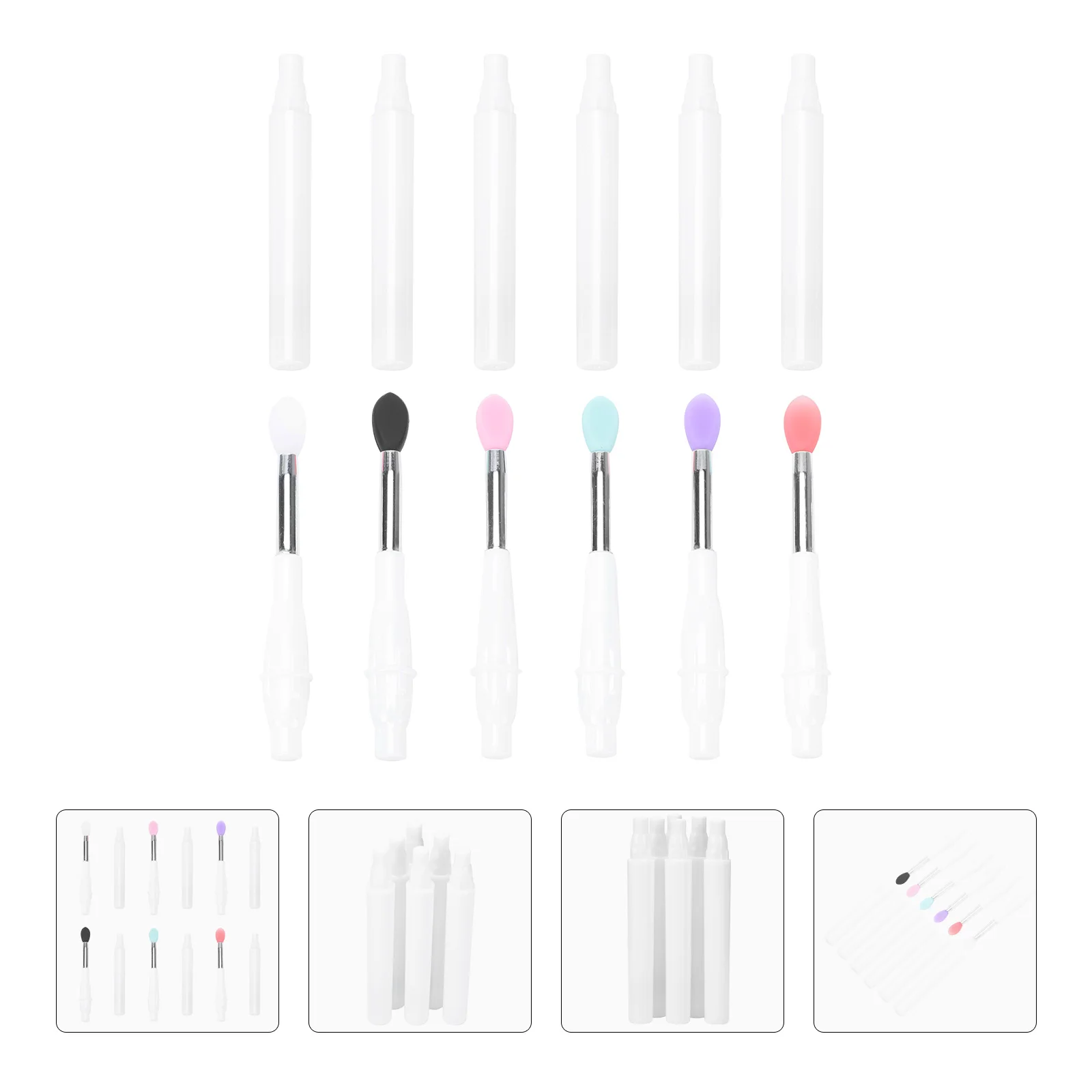 6 Pcs Silicone Lip Brush Makeup Brushes Applicator Balm for Lipsticks White Eyeshadow Applicators
6 Pcs Silicone Lip Brush Makeup Brushes Applicator Balm for Lipsticks White Eyeshadow Applicators
