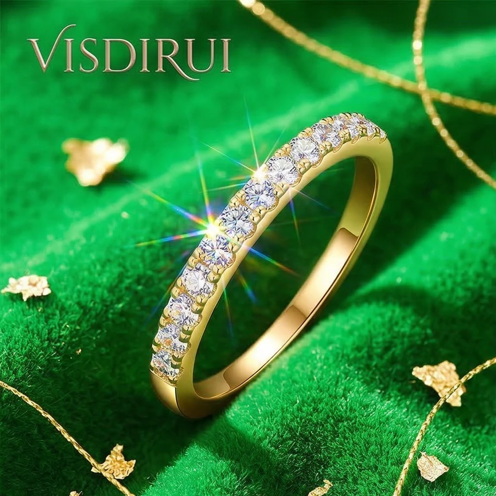 VISDIRUI 1.5mm Moissanite Pave Band Ring for Women D Color VVS1 S925 Sterling Silver Gold Finish Eternity Stackable Promise
VISDIRUI 1.5mm Moissanite Pave Band Ring for Women D Color VVS1 S925 Sterling Silver Gold Finish Eternity Stackable Promise