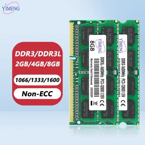 DDR3 DDR3L 4GB 8GB Laptop Memory Ram PC3 1.5V PC3L 1.35V 1333 1600 1866Mhz Sodimm Memories Ram 8500 10600 12800 204Pin Notebook