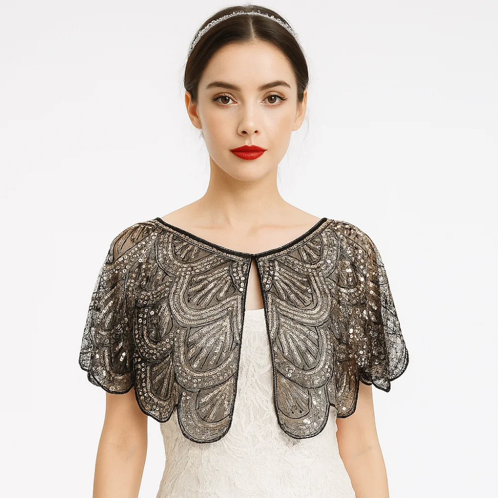 Vintage Ruffle Sequins Poncho Coat Mesh 1920s Theme Sequins Shawls Multicolor Blingbling Flapper Shawl Girl
Vintage Ruffle Sequins Poncho Coat Mesh 1920s Theme Sequins Shawls Multicolor Blingbling Flapper Shawl Girl