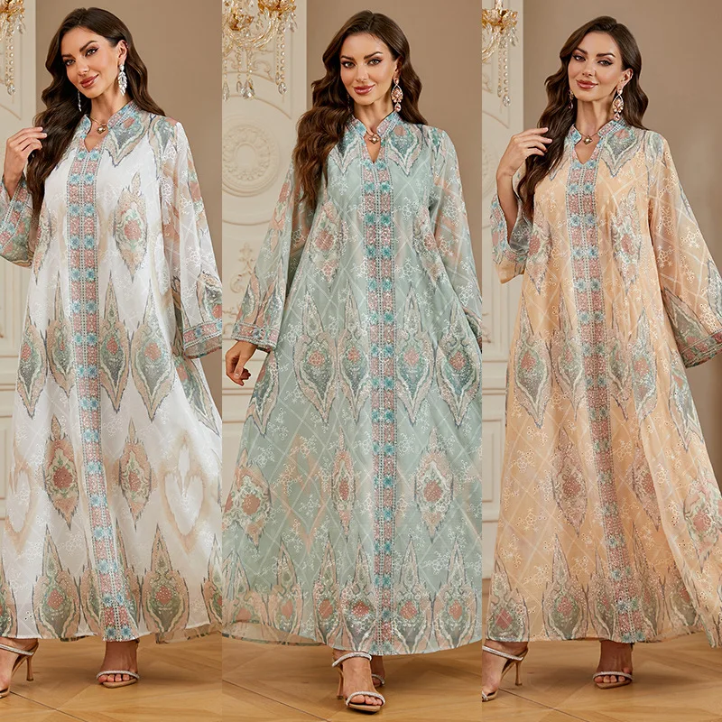 Eid Print Dress Women Muslim Abayas Party Dresses Diamonds Vestidos Ramadan Morocco Dubai Kaftan Islam Arab Long Robe Jalabiya
Eid Print Dress Women Muslim Abayas Party Dresses Diamonds Vestidos Ramadan Morocco Dubai Kaftan Islam Arab Long Robe Jalabiya