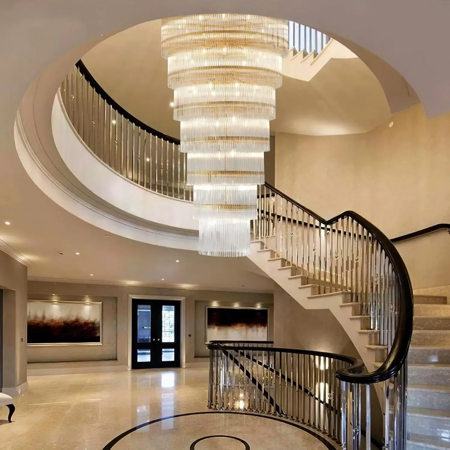 Glass Hanging Chandelier For Loft High Ceiling Long Staircase Chandelier, Large Crystal Chandeliers For Entryway Foyer Stairway
Glass Hanging Chandelier For Loft High Ceiling Long Staircase Chandelier, Large Crystal Chandeliers For Entryway Foyer Stairway