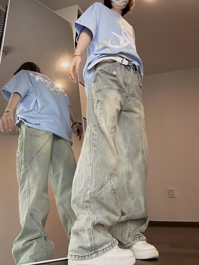 Джинсы женские с высокой талией, свободного кроя, прямые, широкие, в стиле ретро, из денима, с эффектом потертости
Джинсы женские с высокой талией, свободного кроя, прямые, широкие, в стиле ретро, из денима, с эффектом потертости