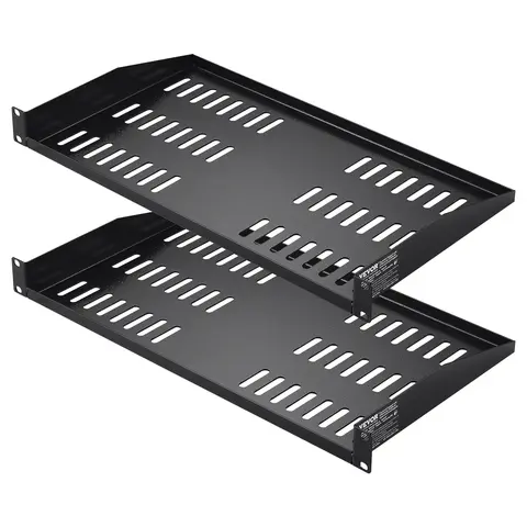 VEVOR 2/4 PCS 1U Server Rack Shelf with Tray 10"/254 mm Depth Good Air Circulation for 19" Network Cabinet or Equipment Rack
