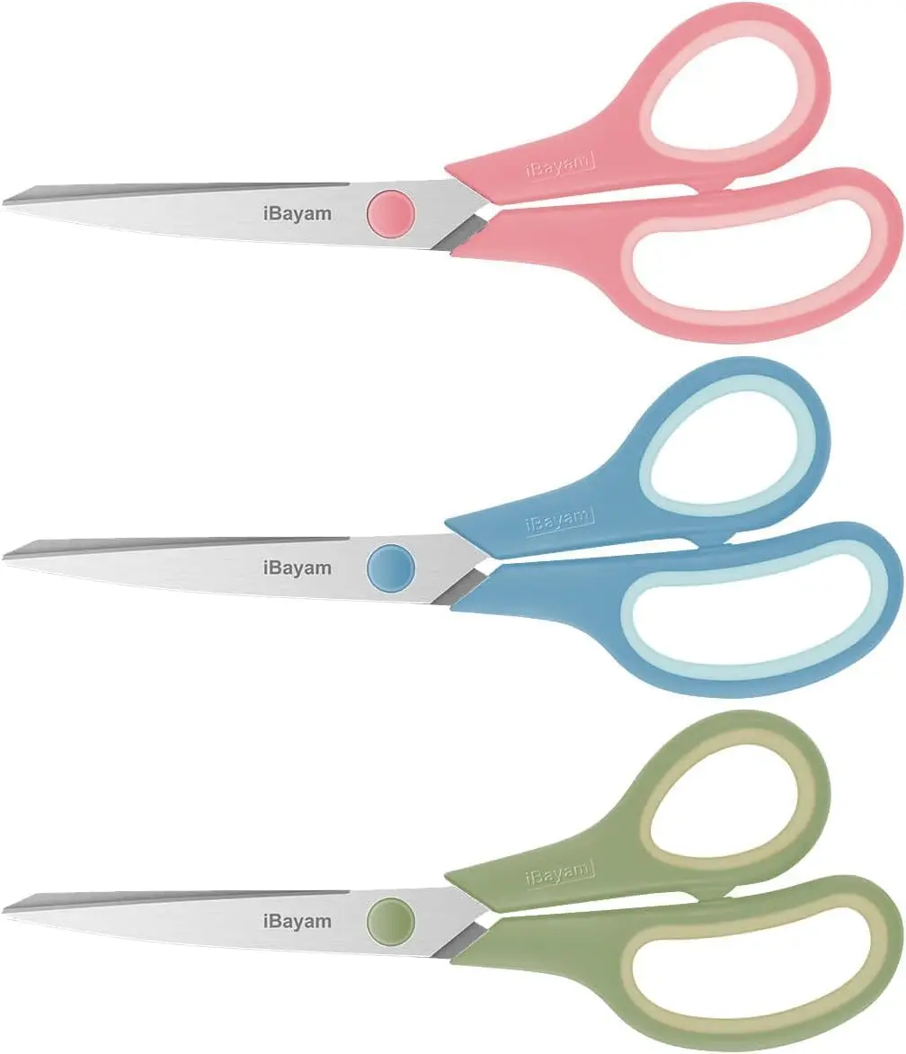 8.5 Inch Scissors Heavy Duty 3 Pack, 2.5mm Thick Ultra Sharp Blade Comfort-Grip for Office School Classroom Cardboard Craft
8.5 Inch Scissors Heavy Duty 3 Pack, 2.5mm Thick Ultra Sharp Blade Comfort-Grip for Office School Classroom Cardboard Craft
