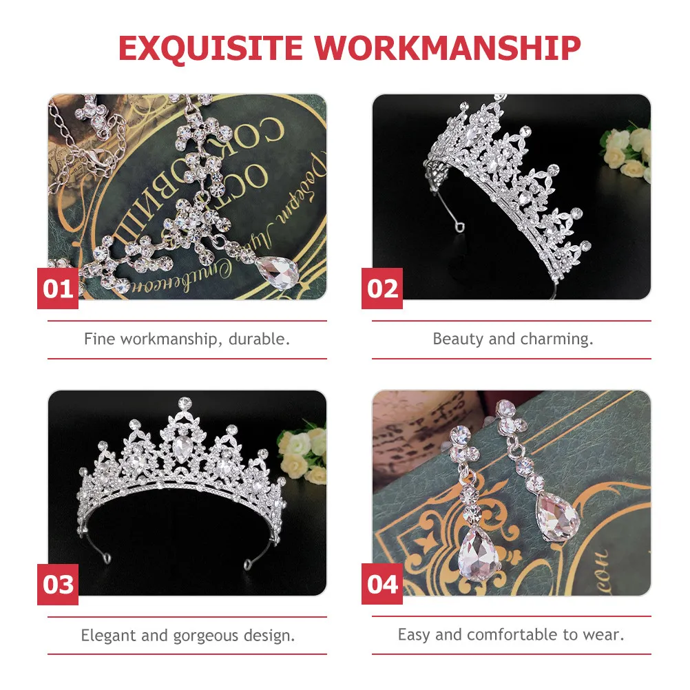1Set Wedding Jewelry for Bride Bridal Tiara Earrings Necklace Delicate Craftsmanship Wedding Accessories Crystal Bridal Set
1Set Wedding Jewelry for Bride Bridal Tiara Earrings Necklace Delicate Craftsmanship Wedding Accessories Crystal Bridal Set