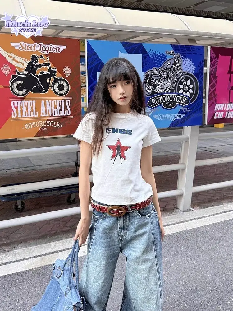Spicy Girl Star Printed Short T-shirt 100% Cotton T-shirt Women's Clothing Summer Fashion Casual Comfy Commute Short Sleeve Top
Spicy Girl Star Printed Short T-shirt 100% Cotton T-shirt Women's Clothing Summer Fashion Casual Comfy Commute Short Sleeve Top