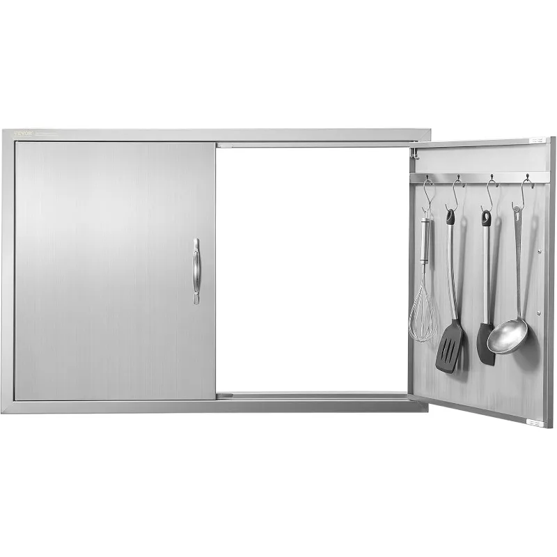 Barbecue access door, 39W x 26H inch double outdoor kitchen door, stainless steel, wall vertical door with handle and hook
Barbecue access door, 39W x 26H inch double outdoor kitchen door, stainless steel, wall vertical door with handle and hook