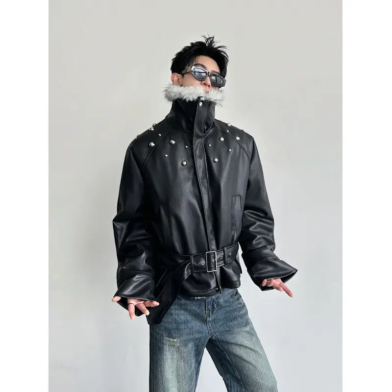 Winter Thiened Cotton Jaet Men's Faux Wolf Fur Collar Warm Rivet High Collar ort Sle Leather Coat Faion Urban Punk ...
Winter Thiened Cotton Jaet Men's Faux Wolf Fur Collar Warm Rivet High Collar ort Sle Leather Coat Faion Urban Punk ...