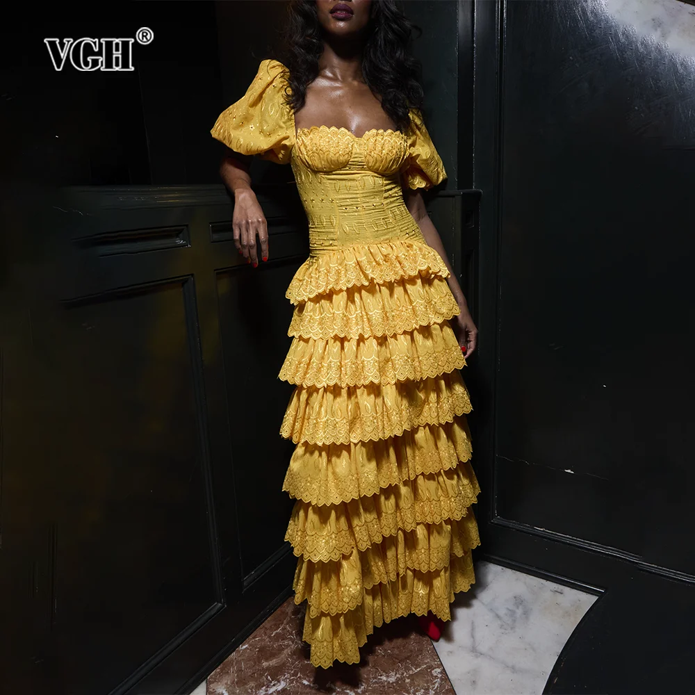 VGH Solid Patchwork Embroidery Elegant Dress For Women Square Collar Puff Sleeve Backless High Waist Temperament Dresses Female
VGH Solid Patchwork Embroidery Elegant Dress For Women Square Collar Puff Sleeve Backless High Waist Temperament Dresses Female