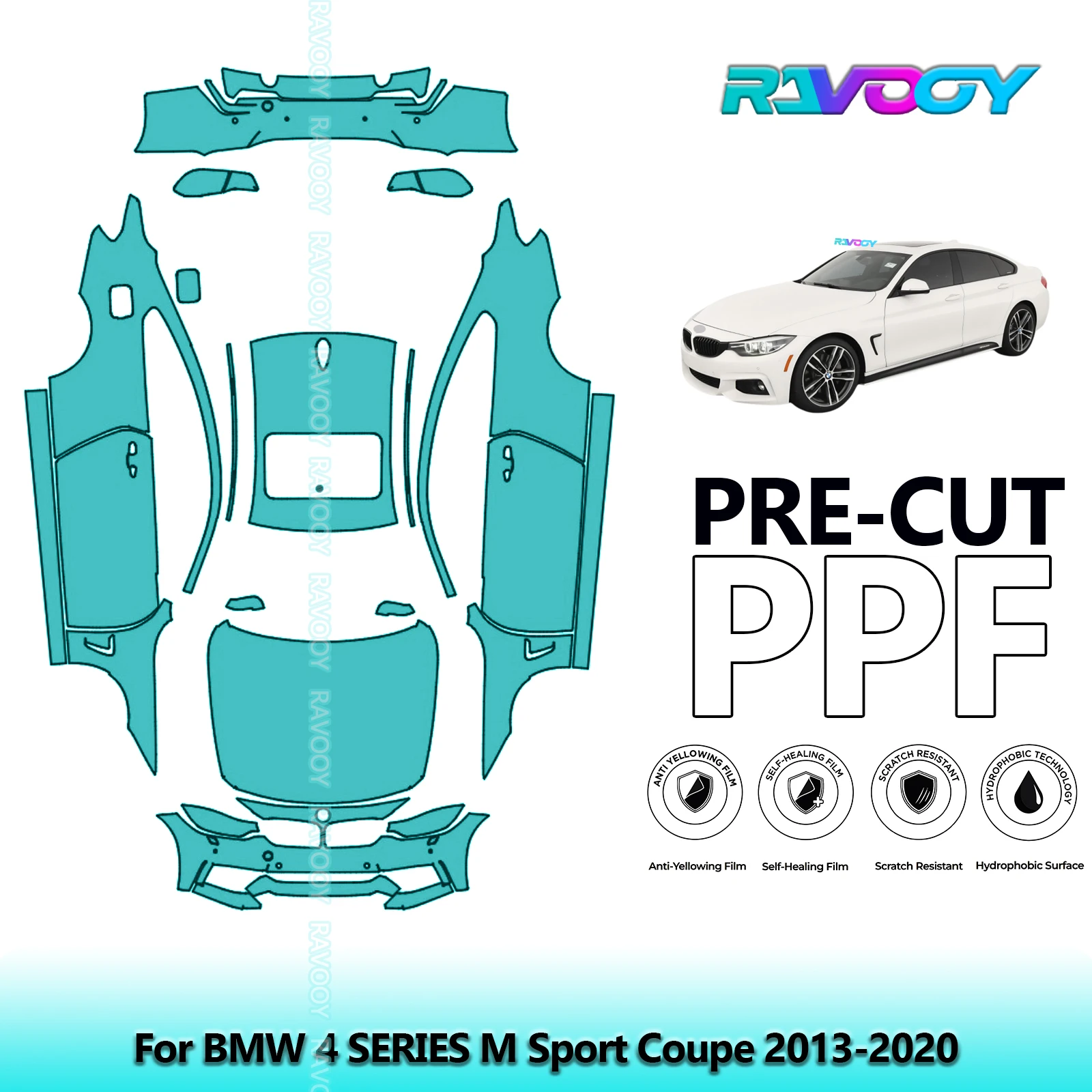 Предварительно вырезанная защитная пленка PPF для автомобиля BMW 4 SERIES M Sport Coupe 2013-2020 гг.
Предварительно вырезанная защитная пленка PPF для автомобиля BMW 4 SERIES M Sport Coupe 2013-2020 гг.