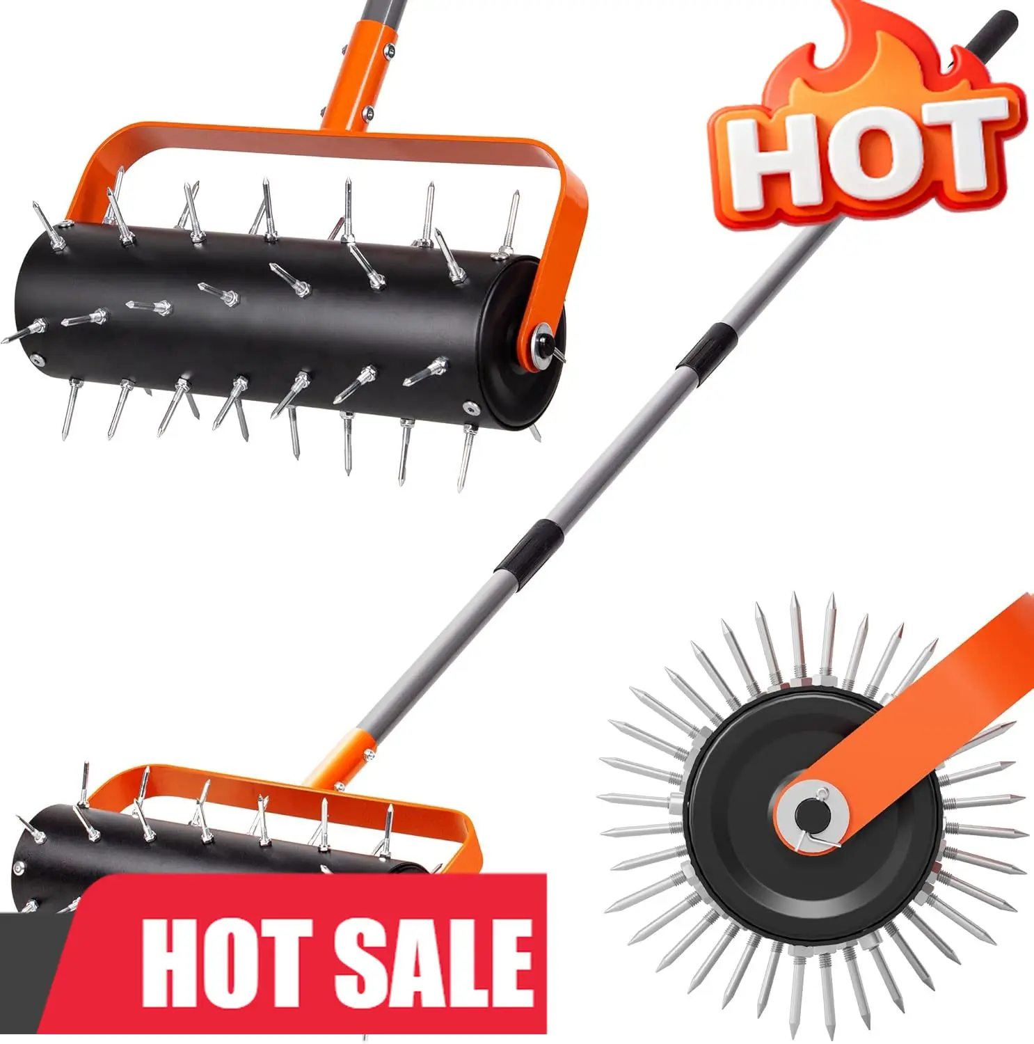 Walensee Rolling Lawn Aerator, Heavy Duty Manual Aerator Tool with 42 Spikes, Lawn Spike Aerator Roller with 71" Adjustable Hand
Walensee Rolling Lawn Aerator, Heavy Duty Manual Aerator Tool with 42 Spikes, Lawn Spike Aerator Roller with 71" Adjustable Hand