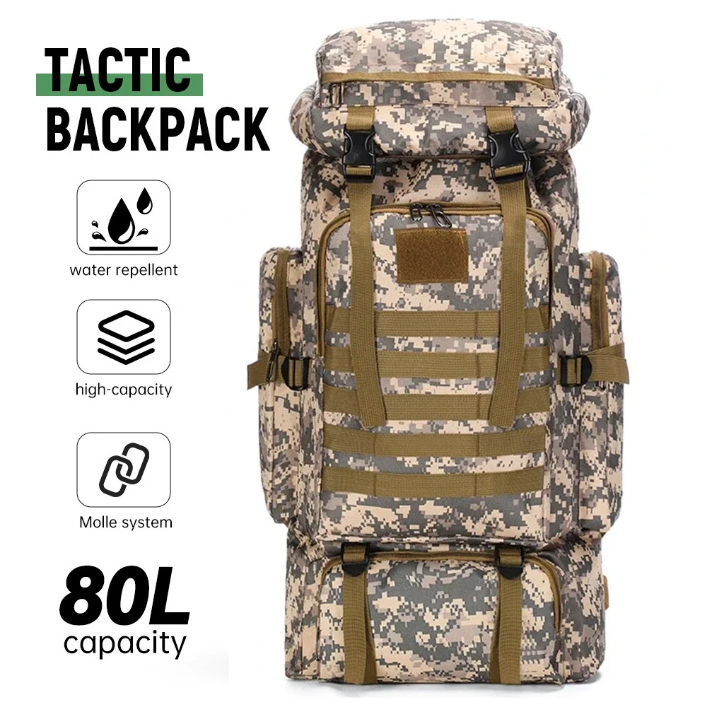 80L Capacity Waterproof Camouflage Mountaineering Bag for Leisure Tactics Outdoor Sports Hiking Travel Duffle Bag
80L Capacity Waterproof Camouflage Mountaineering Bag for Leisure Tactics Outdoor Sports Hiking Travel Duffle Bag