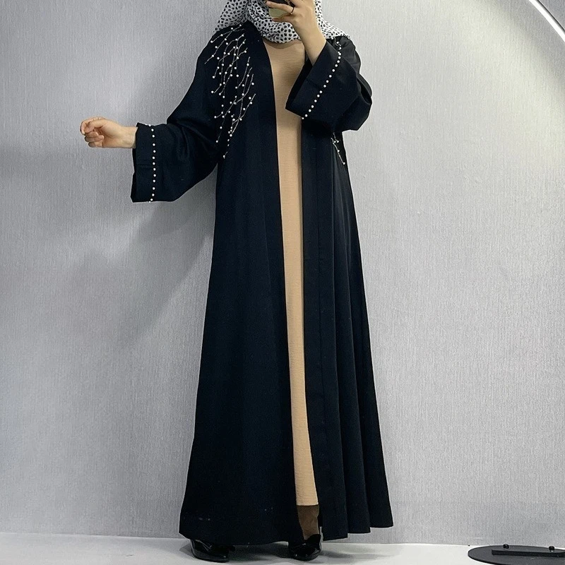 Elegant Plain Color Beaded Embroidered Belted Open Front Abaya Long Robe for Women Muslim Fashion Outerwear
Elegant Plain Color Beaded Embroidered Belted Open Front Abaya Long Robe for Women Muslim Fashion Outerwear