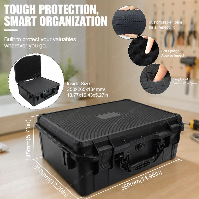 Portable Sealed Secure Storage Tool Box With Pre-Cut Foam Tool Box, Shockproof And Waterproof, Perfect For Home, Tool Storage.
Portable Sealed Secure Storage Tool Box With Pre-Cut Foam Tool Box, Shockproof And Waterproof, Perfect For Home, Tool Storage.