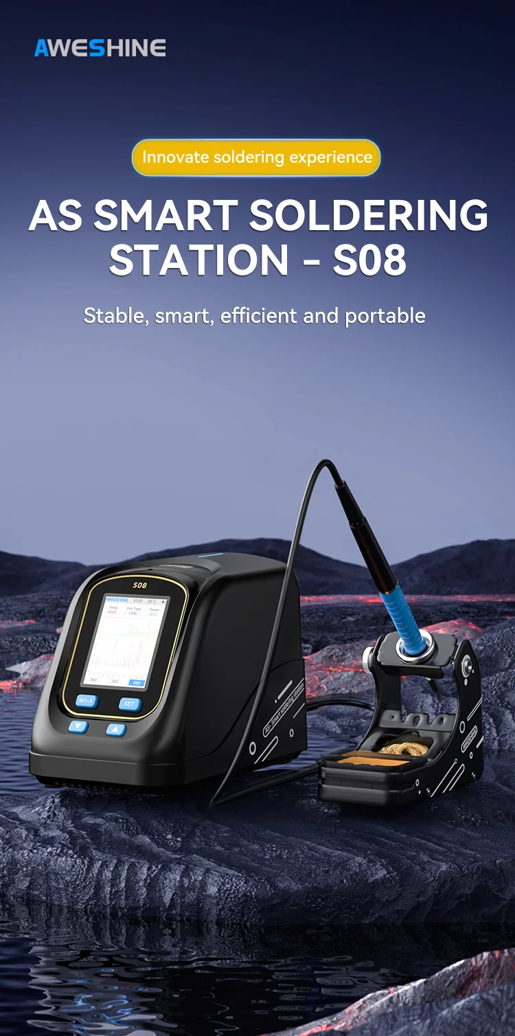 AS S08 Smart T210 Soldering Station 80W Reated Power Stable Welding Machine for Mobile Phone Mainboard PCB BGA Soldering Repair 
AS S08 Smart T210 Soldering Station 80W Reated Power Stable Welding Machine for Mobile Phone Mainboard PCB BGA Soldering Repair