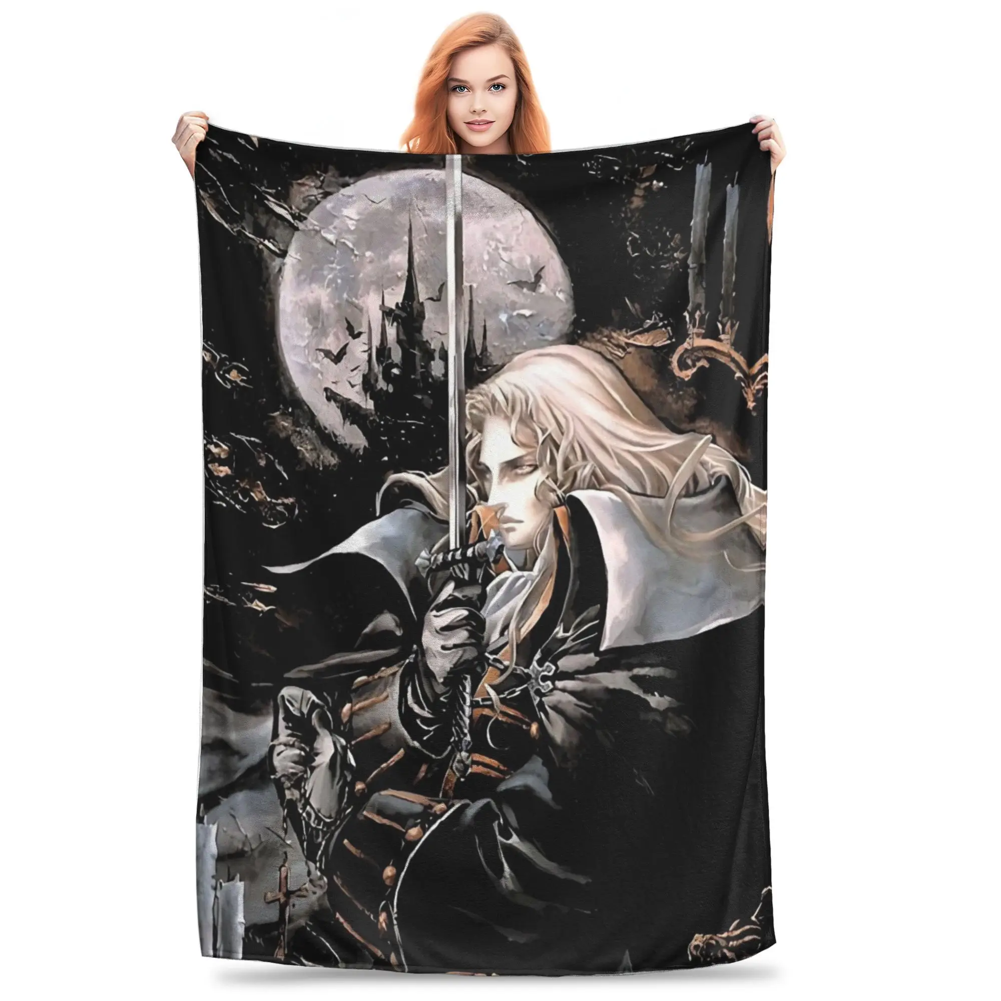 Фланелевое одеяло Castlevania - Симфония ночи, шерстяные теплые плюшевые одеяла, мягкое постельное белье для кровати, гостиной, дома, пикника 
Фланелевое одеяло Castlevania - Симфония ночи, шерстяные теплые плюшевые одеяла, мягкое постельное белье для кровати, гостиной, дома, пикника