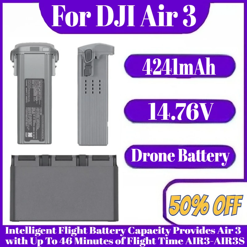 14.76V 4241mAh for DJI Air 3 Intelligent Flight Battery Capacity Provides Air 3 with Up To 46 Minutes of Flight Time AIR3-AIR3S
14.76V 4241mAh for DJI Air 3 Intelligent Flight Battery Capacity Provides Air 3 with Up To 46 Minutes of Flight Time AIR3-AIR3S