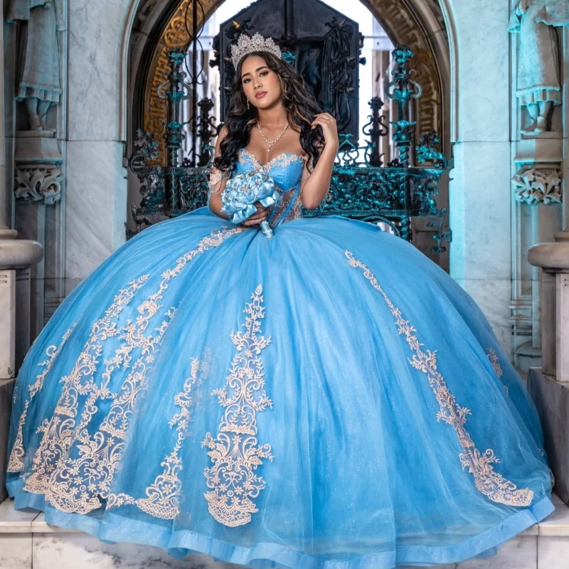 Blue Quinceanera Dress off-shoulder Sequins Crystal Decal Layering Long tail Bow vestidos de 15 Quinceanera Customize
Blue Quinceanera Dress off-shoulder Sequins Crystal Decal Layering Long tail Bow vestidos de 15 Quinceanera Customize