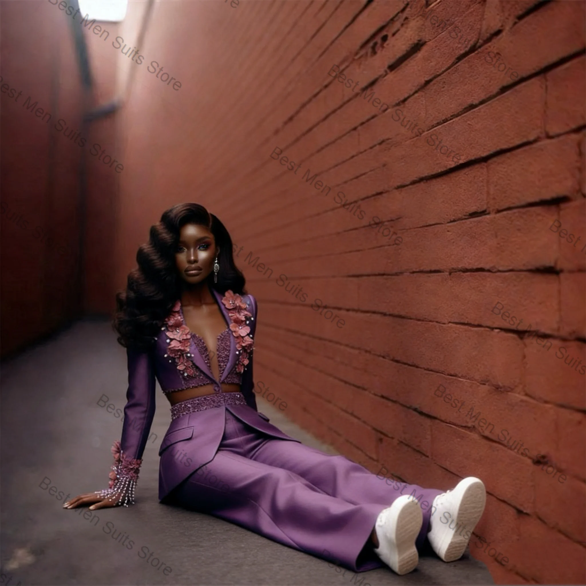 Purple Women Suit Set 2 Pcs Short Blazer+Pants Trousers 3D Flower Formal Office Jacket Customized Wedding Tuxedo Guest Coat
Purple Women Suit Set 2 Pcs Short Blazer+Pants Trousers 3D Flower Formal Office Jacket Customized Wedding Tuxedo Guest Coat