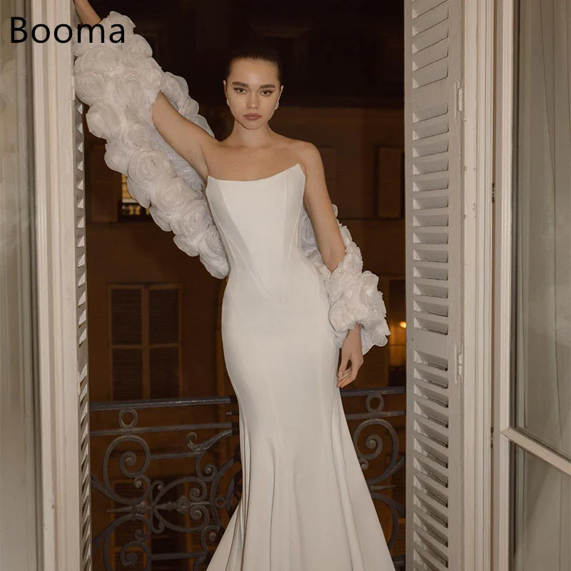 Booma Simple Mermaid Wedding Dresses Strapless Floor-Length Satin Flowers Sleeveless Gown Custom Made 2025
Booma Simple Mermaid Wedding Dresses Strapless Floor-Length Satin Flowers Sleeveless Gown Custom Made 2025