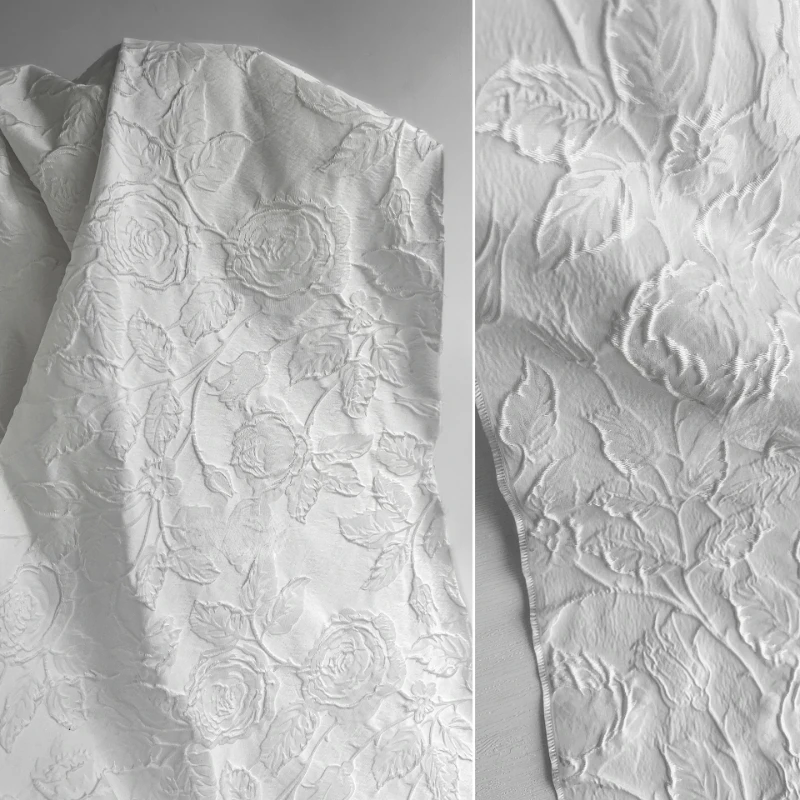 White rose manor relief jacquard polyester fabric Chinese style three-dimensional texture cheongsam clothing designer fabric
White rose manor relief jacquard polyester fabric Chinese style three-dimensional texture cheongsam clothing designer fabric