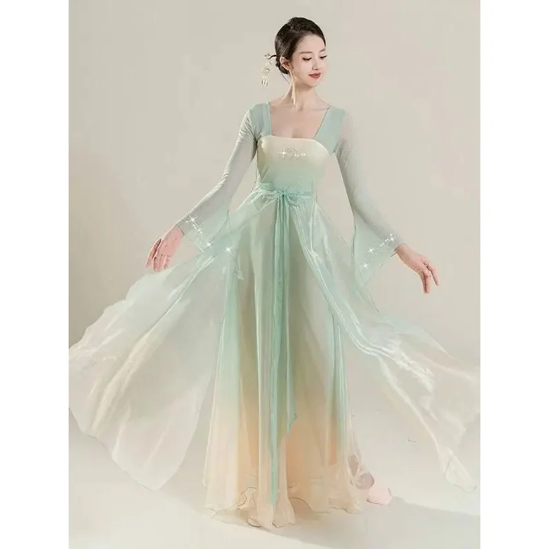 Classical Dance Costume for Women Han and Tang Dynasty Chinese Style Stage Outfit Showcasing an Elegant and Long Mesh Dress
Classical Dance Costume for Women Han and Tang Dynasty Chinese Style Stage Outfit Showcasing an Elegant and Long Mesh Dress