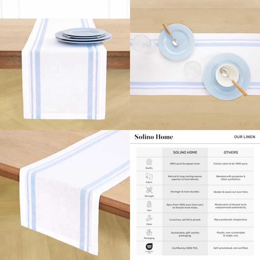 Linen Table Runner Long - 100 Pure Linen and White French Stripe Table Runner for Dining, Dresser, Sprg, Summer
Linen Table Runner Long - 100 Pure Linen and White French Stripe Table Runner for Dining, Dresser, Sprg, Summer
